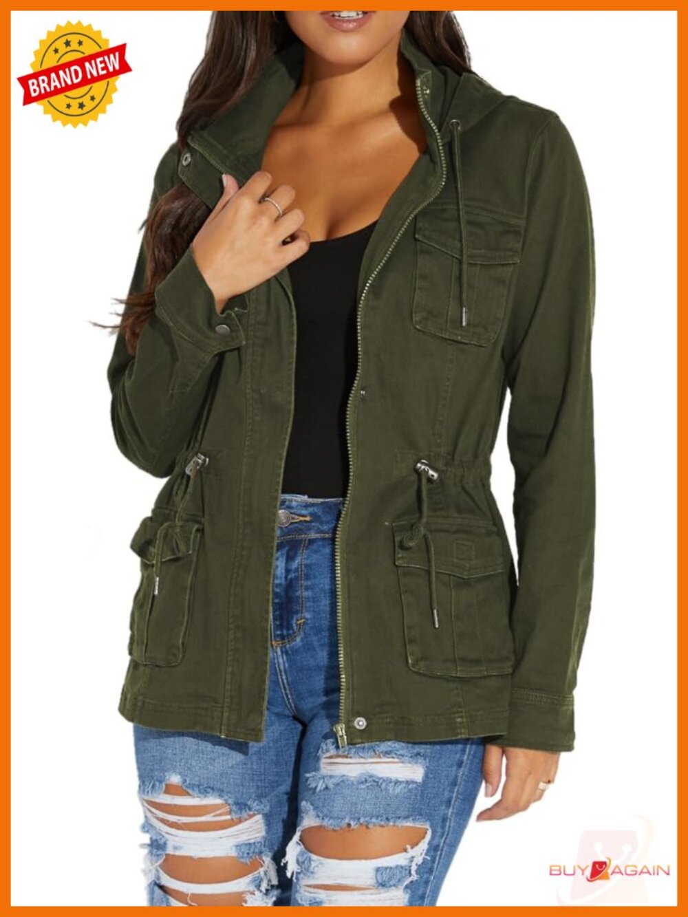 Women's Lightweight Camo Zip Up Jacket Long Sleeve Casual Coat